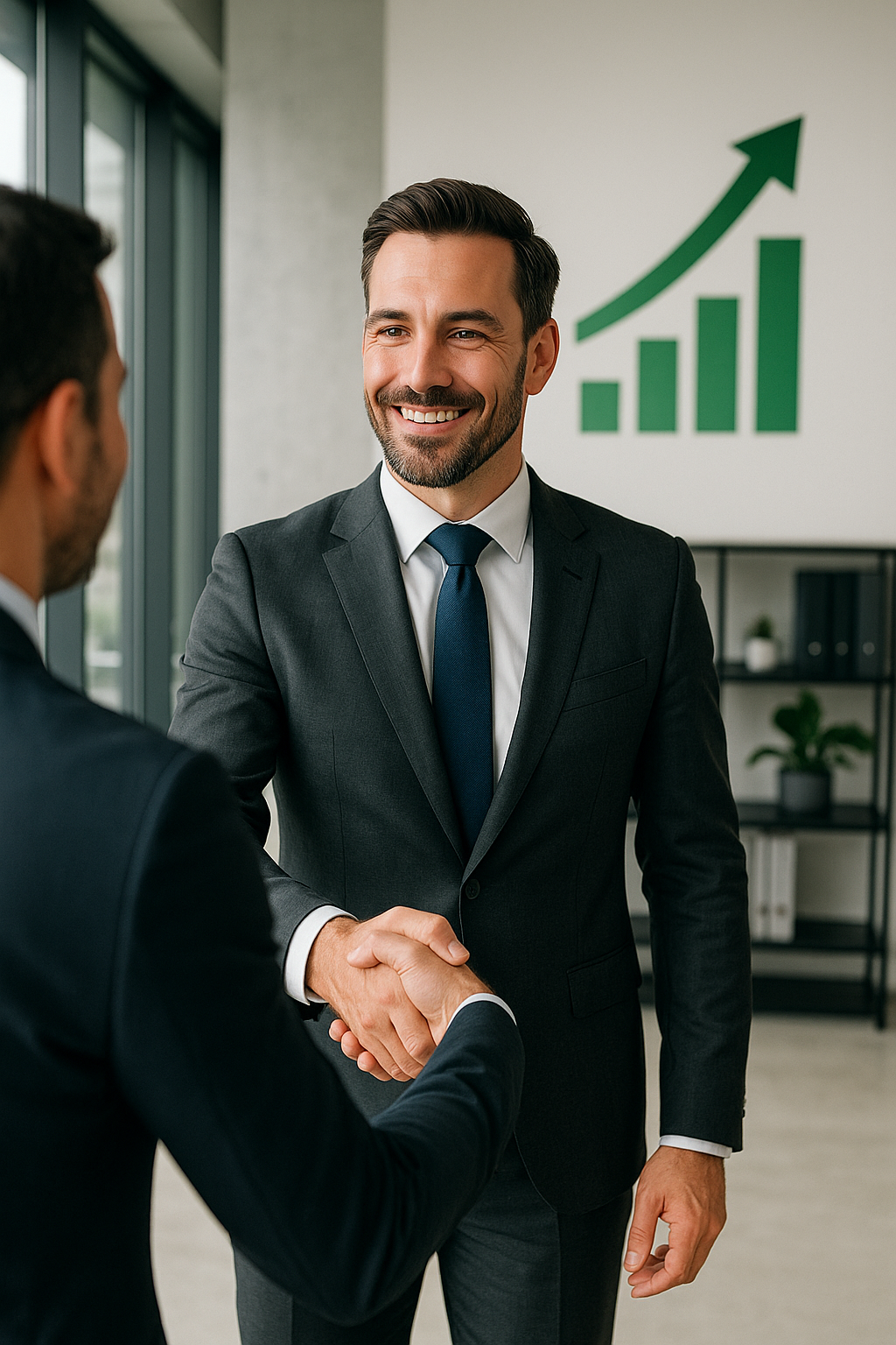 Sales manager shaking hands with client